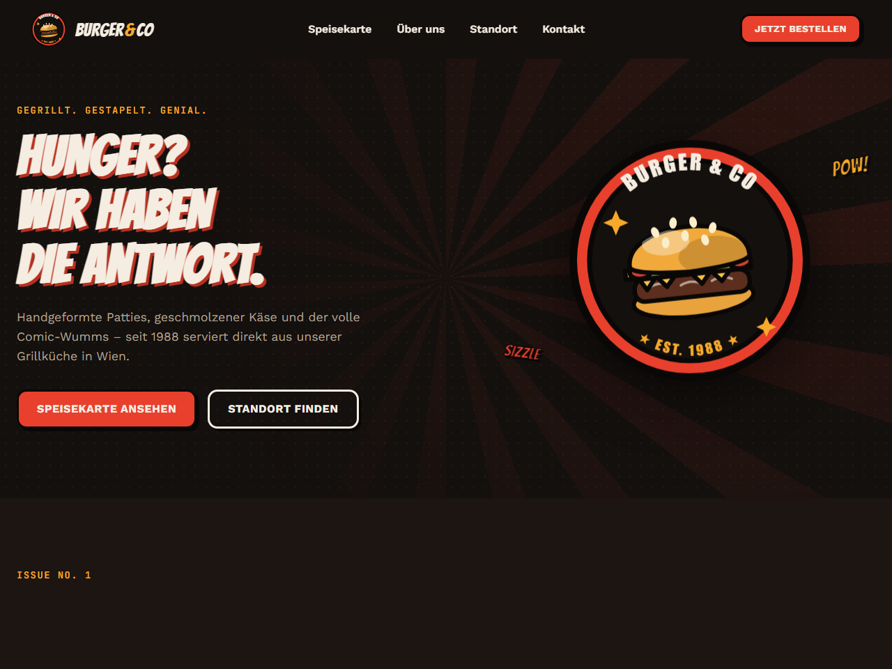 Startseite des Projekts Burger & Co