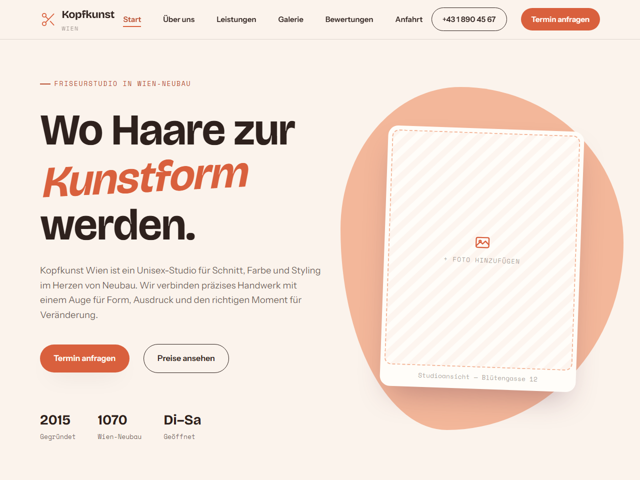 Startseite des Projekts Kopfkunst Wien